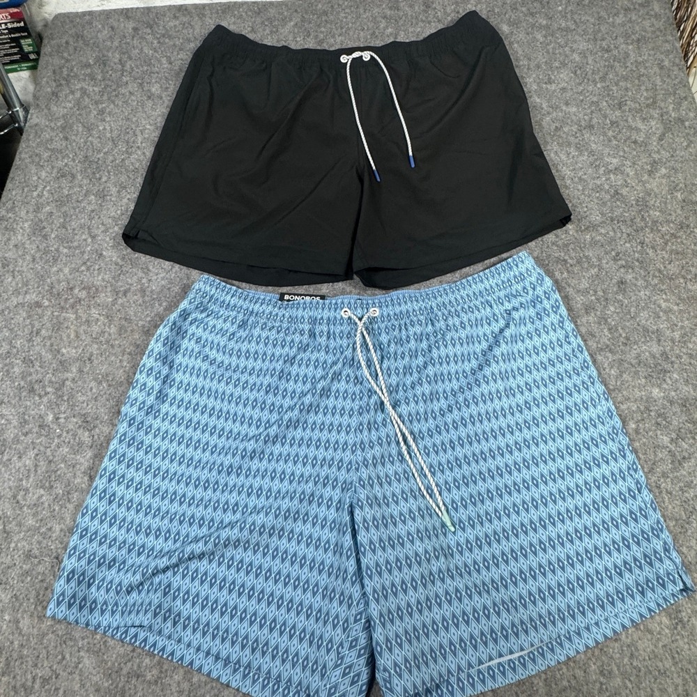 Bonobos Mens Swim Shorts 2-Pack Black Blue Diamond 7 Inch Inseam XXL BOE26110CO